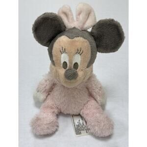 Disney Parks Baby Minnie Mouse Plush Rattle Pastel Pink Super-Soft Plush Toy 9"
